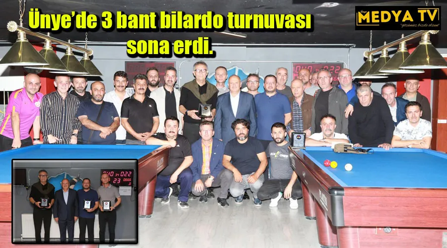 Ünye’de 3 bant bilardo turnuvası sona erdi.