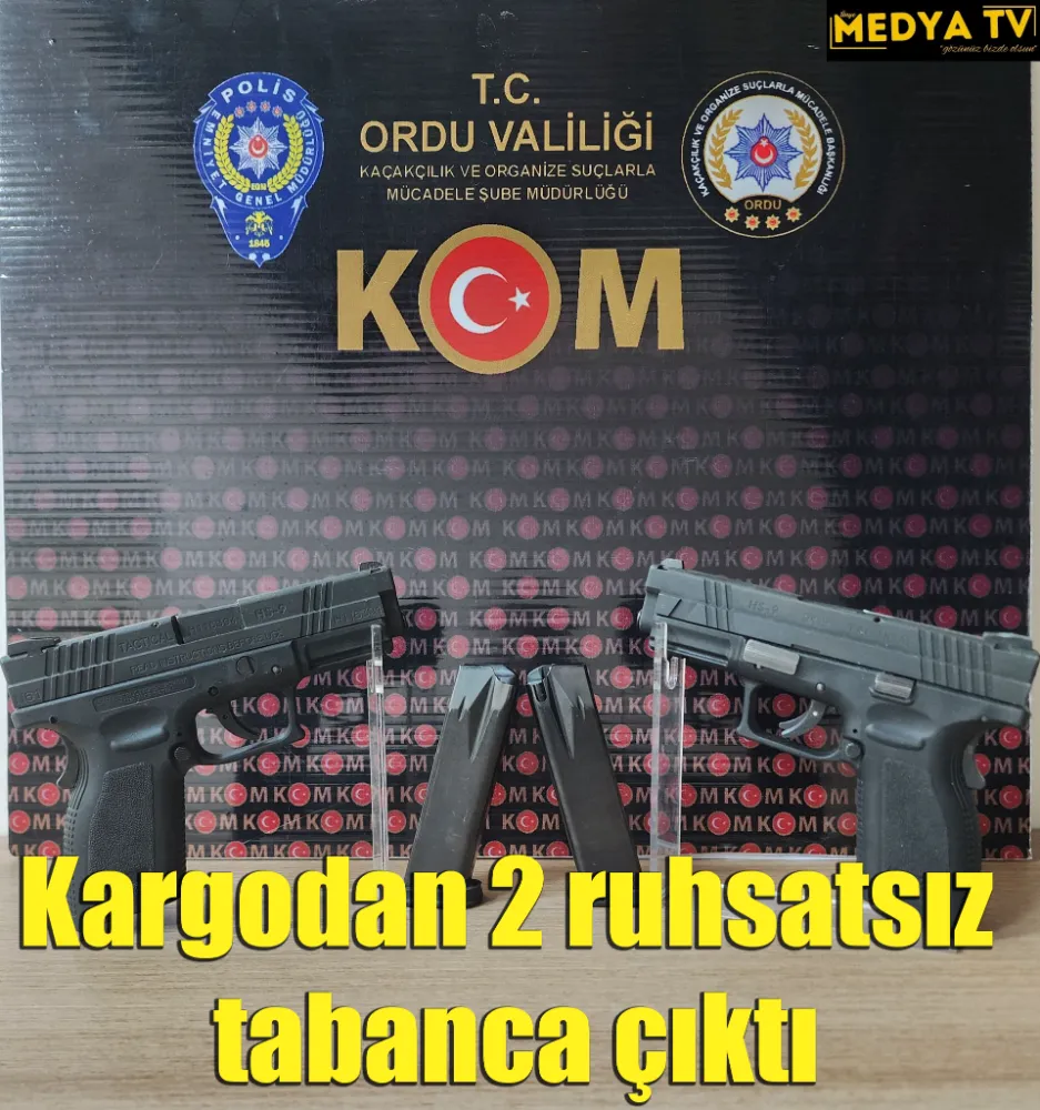 Kargodan 2 ruhsatsız tabanca çıktı