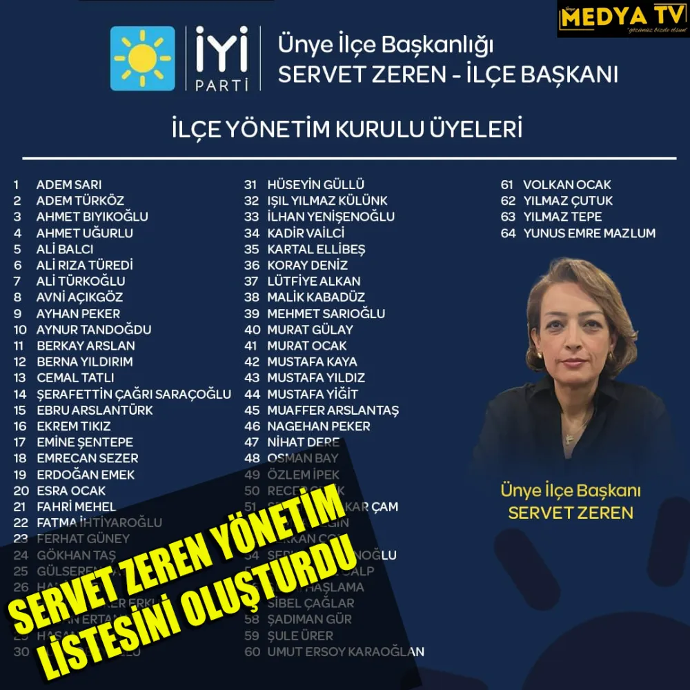 SERVET ZEREN YÖNETİM LİSTESİNİ OLUŞTURDU