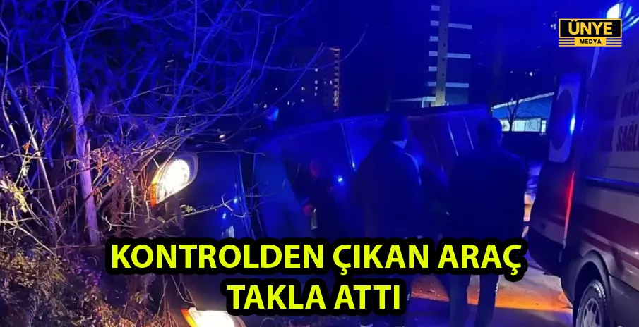 Kontrolden Çıkan Araç Takla Attı